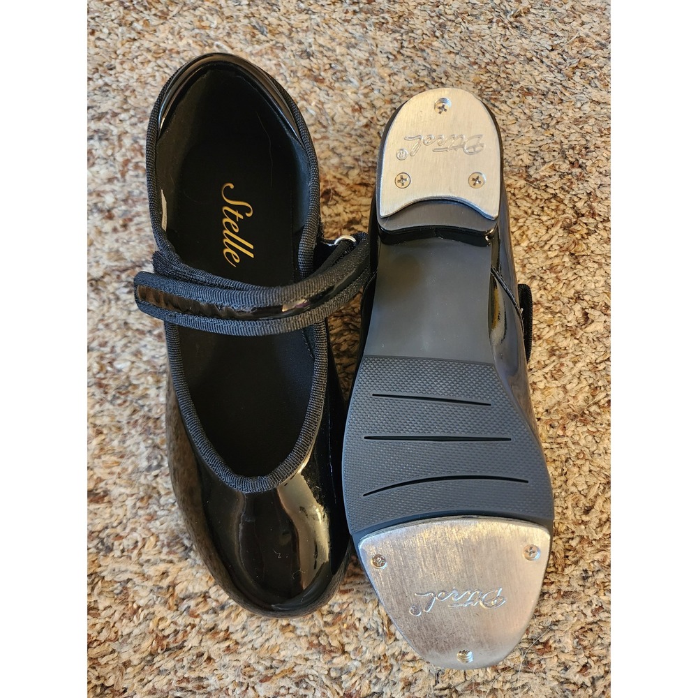 Stelle Black Patent Leather Mary Jane Tap Dance Shoes - Size 2ML Big Kid